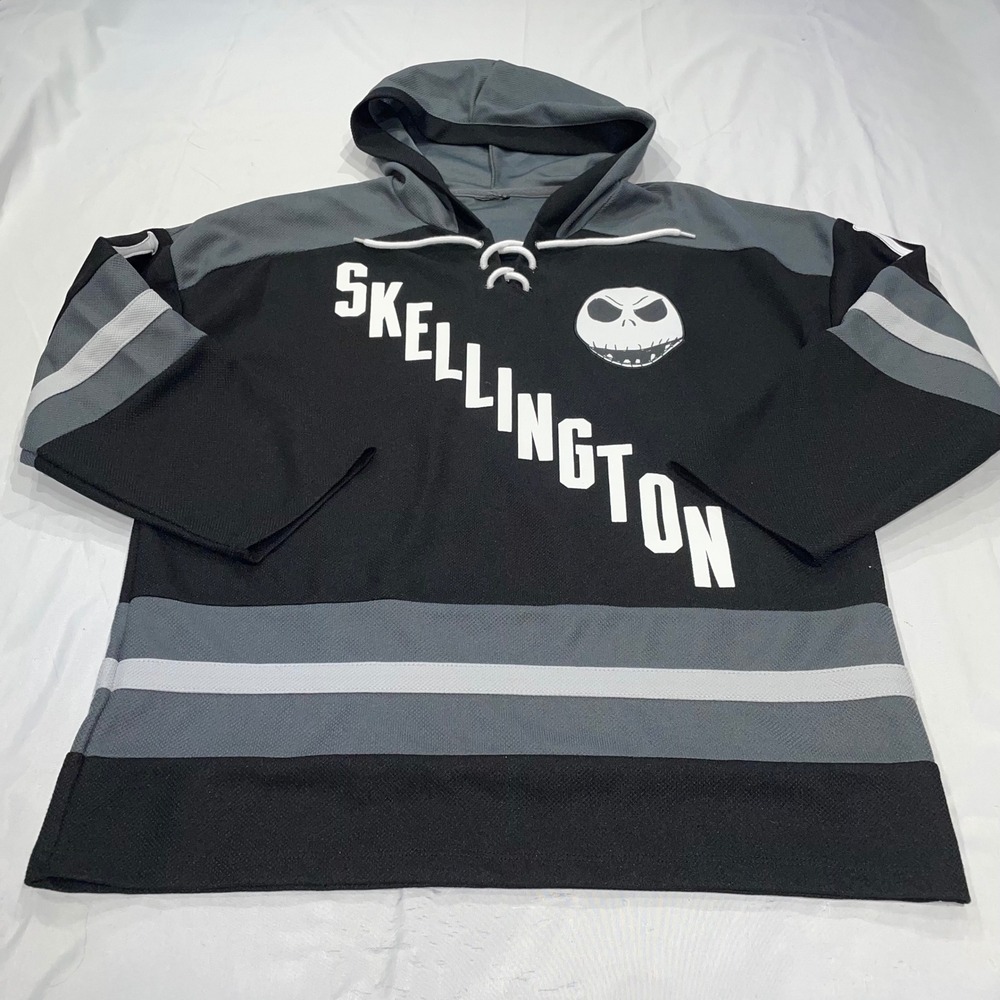 Disney Nightmare Before Christmas Jack Skellington Hockey Jersey Hoodie Mens 93